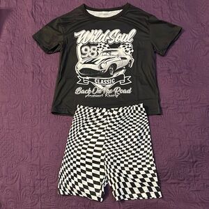 New SHEIN kids two piece boys outfit. Wild soul racing 98 classic print